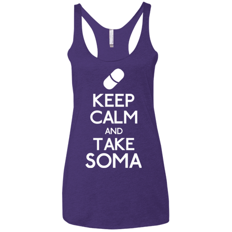 T-Shirts Purple / X-Small Keep Calm Soma Women's Triblend Racerback Tank