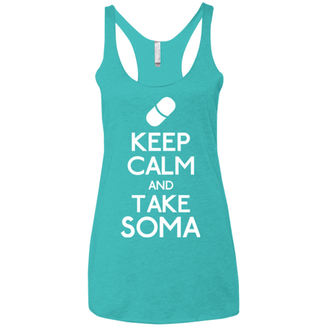 T-Shirts Tahiti Blue / X-Small Keep Calm Soma Women's Triblend Racerback Tank