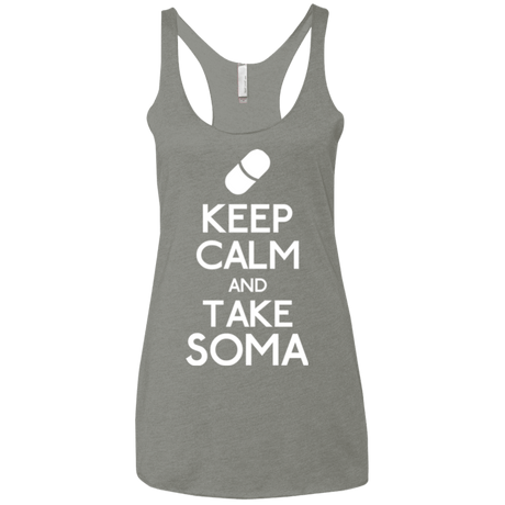 T-Shirts Venetian Grey / X-Small Keep Calm Soma Women's Triblend Racerback Tank