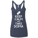 T-Shirts Vintage Navy / X-Small Keep Calm Soma Women's Triblend Racerback Tank