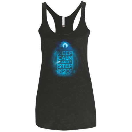 T-Shirts Vintage Black / X-Small Keep Calm Tardis Women's Triblend Racerback Tank