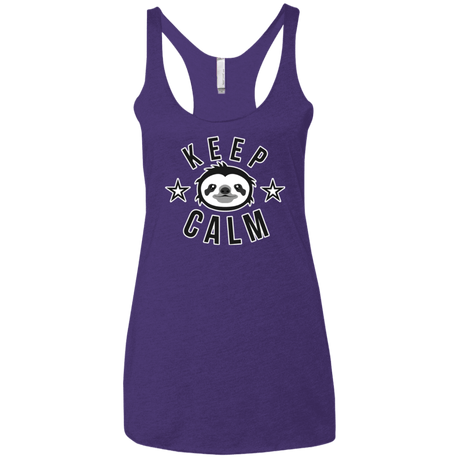 T-Shirts Purple / X-Small Keep Calm Women's Triblend Racerback Tank