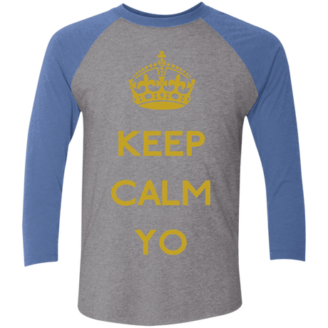 T-Shirts Premium Heather/ Vintage Royal / X-Small Keep Calm Yo Triblend 3/4 Sleeve