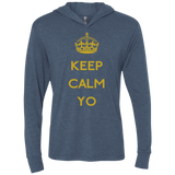 T-Shirts Indigo / X-Small Keep Calm Yo Triblend Long Sleeve Hoodie Tee