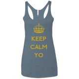 Keep Calm Yo Women's Triblend Racerback Tank