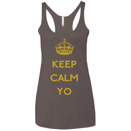T-Shirts Macchiato / X-Small Keep Calm Yo Women's Triblend Racerback Tank
