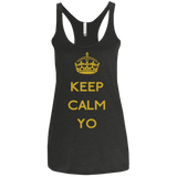 T-Shirts Vintage Black / X-Small Keep Calm Yo Women's Triblend Racerback Tank