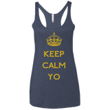 T-Shirts Vintage Navy / X-Small Keep Calm Yo Women's Triblend Racerback Tank