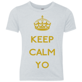 T-Shirts Heather White / YXS Keep Calm Yo Youth Triblend T-Shirt