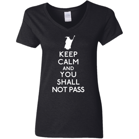 T-Shirts Black / S Keep Calm You Shall Not Pass Women's V-Neck T-Shirt