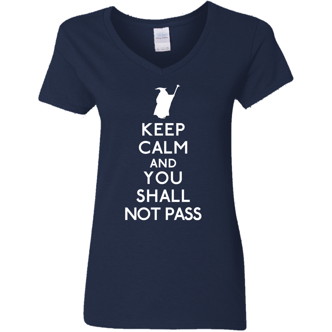 T-Shirts Navy / S Keep Calm You Shall Not Pass Women's V-Neck T-Shirt