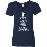 T-Shirts Navy / S Keep Calm You Shall Not Pass Women's V-Neck T-Shirt