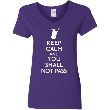 T-Shirts Purple / S Keep Calm You Shall Not Pass Women's V-Neck T-Shirt