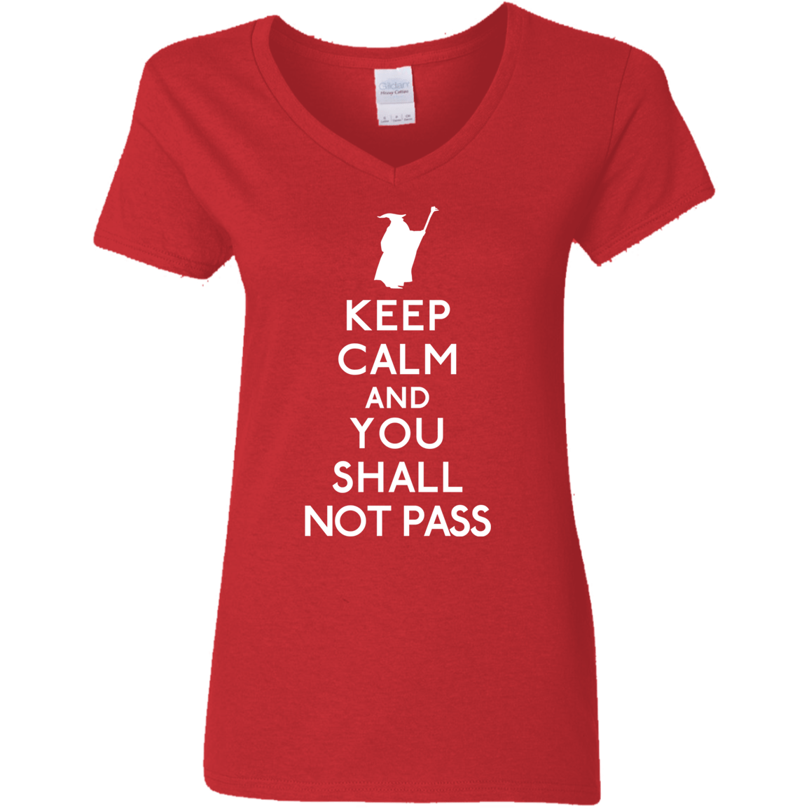 T-Shirts Red / S Keep Calm You Shall Not Pass Women's V-Neck T-Shirt