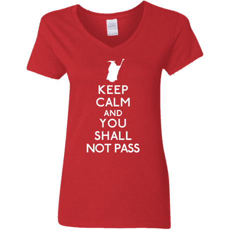 T-Shirts Red / S Keep Calm You Shall Not Pass Women's V-Neck T-Shirt