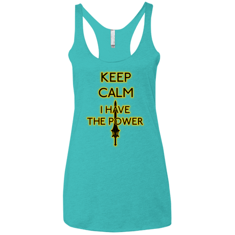 T-Shirts Tahiti Blue / X-Small Keep have the Power Women's Triblend Racerback Tank