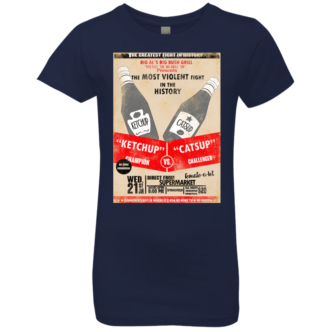 T-Shirts Midnight Navy / YXS Ketchup vs Catsup Girls Premium T-Shirt