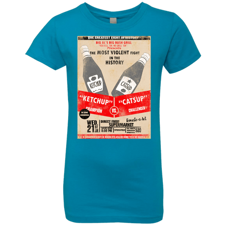 T-Shirts Turquoise / YXS Ketchup vs Catsup Girls Premium T-Shirt