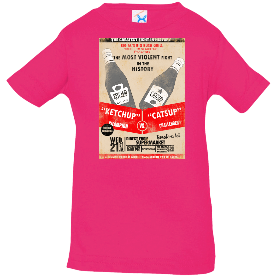 T-Shirts Hot Pink / 6 Months Ketchup vs Catsup Infant Premium T-Shirt