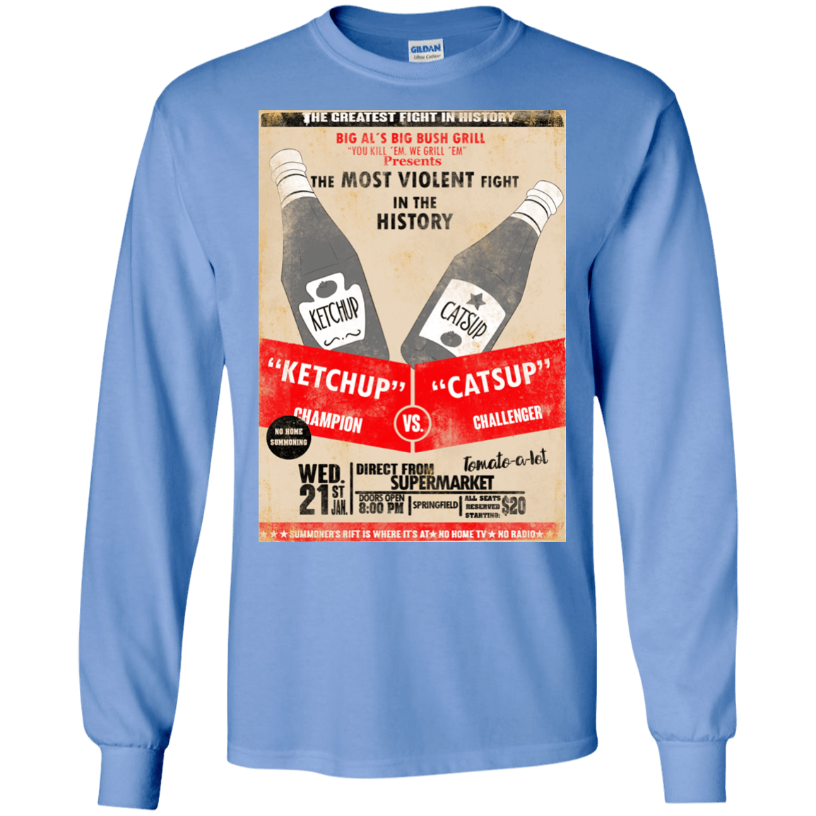 T-Shirts Carolina Blue / S Ketchup vs Catsup Men's Long Sleeve T-Shirt