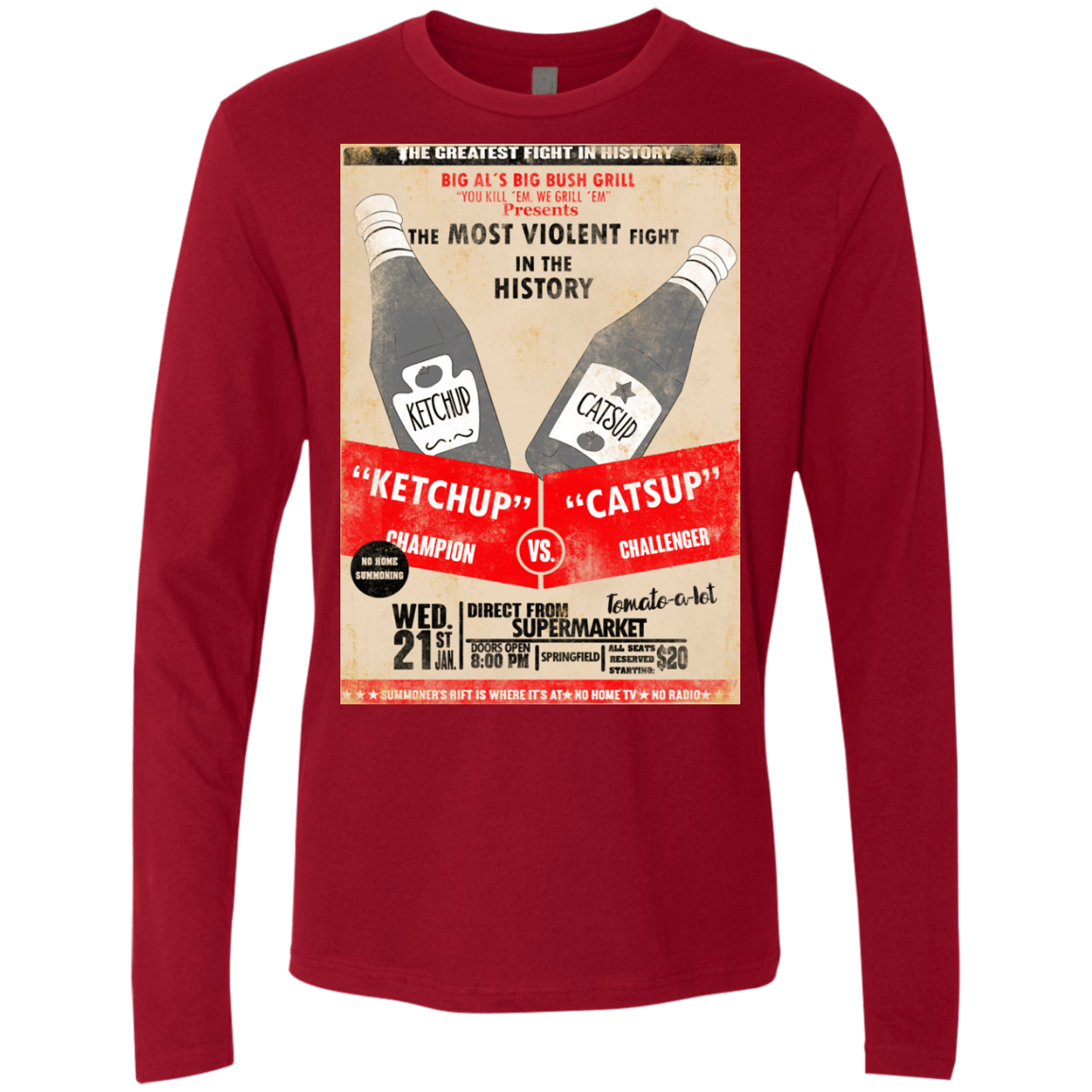 T-Shirts Cardinal / S Ketchup vs Catsup Men's Premium Long Sleeve