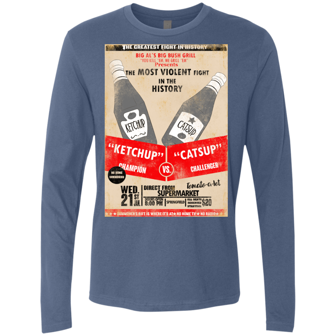 T-Shirts Indigo / S Ketchup vs Catsup Men's Premium Long Sleeve