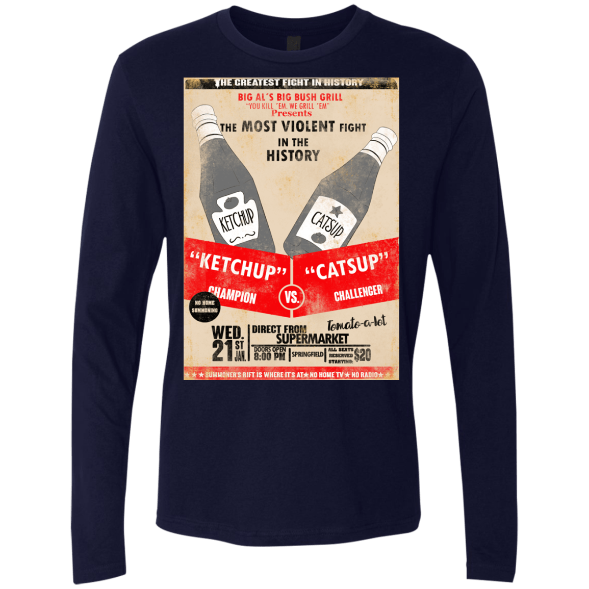 T-Shirts Midnight Navy / S Ketchup vs Catsup Men's Premium Long Sleeve