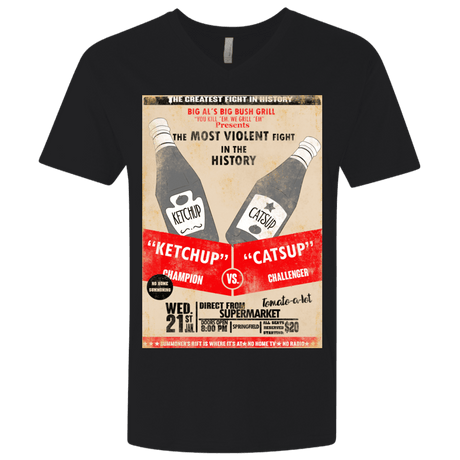 T-Shirts Black / X-Small Ketchup vs Catsup Men's Premium V-Neck