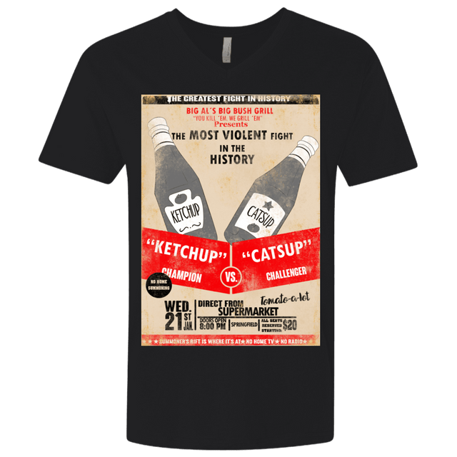 T-Shirts Black / X-Small Ketchup vs Catsup Men's Premium V-Neck