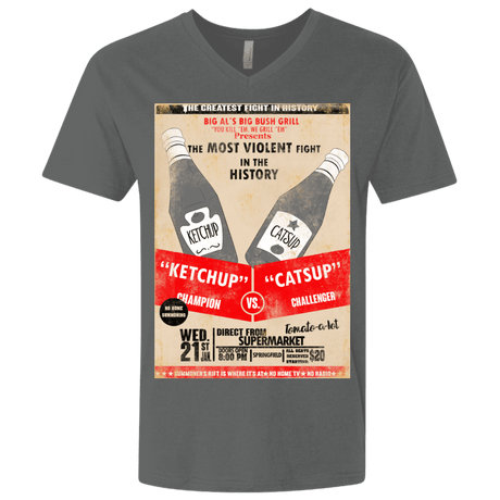 T-Shirts Heavy Metal / X-Small Ketchup vs Catsup Men's Premium V-Neck