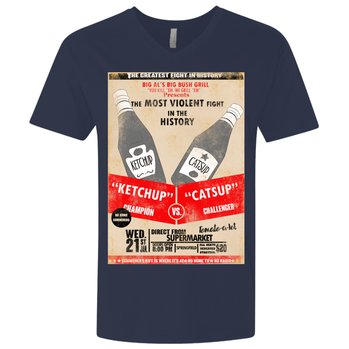 T-Shirts Midnight Navy / X-Small Ketchup vs Catsup Men's Premium V-Neck