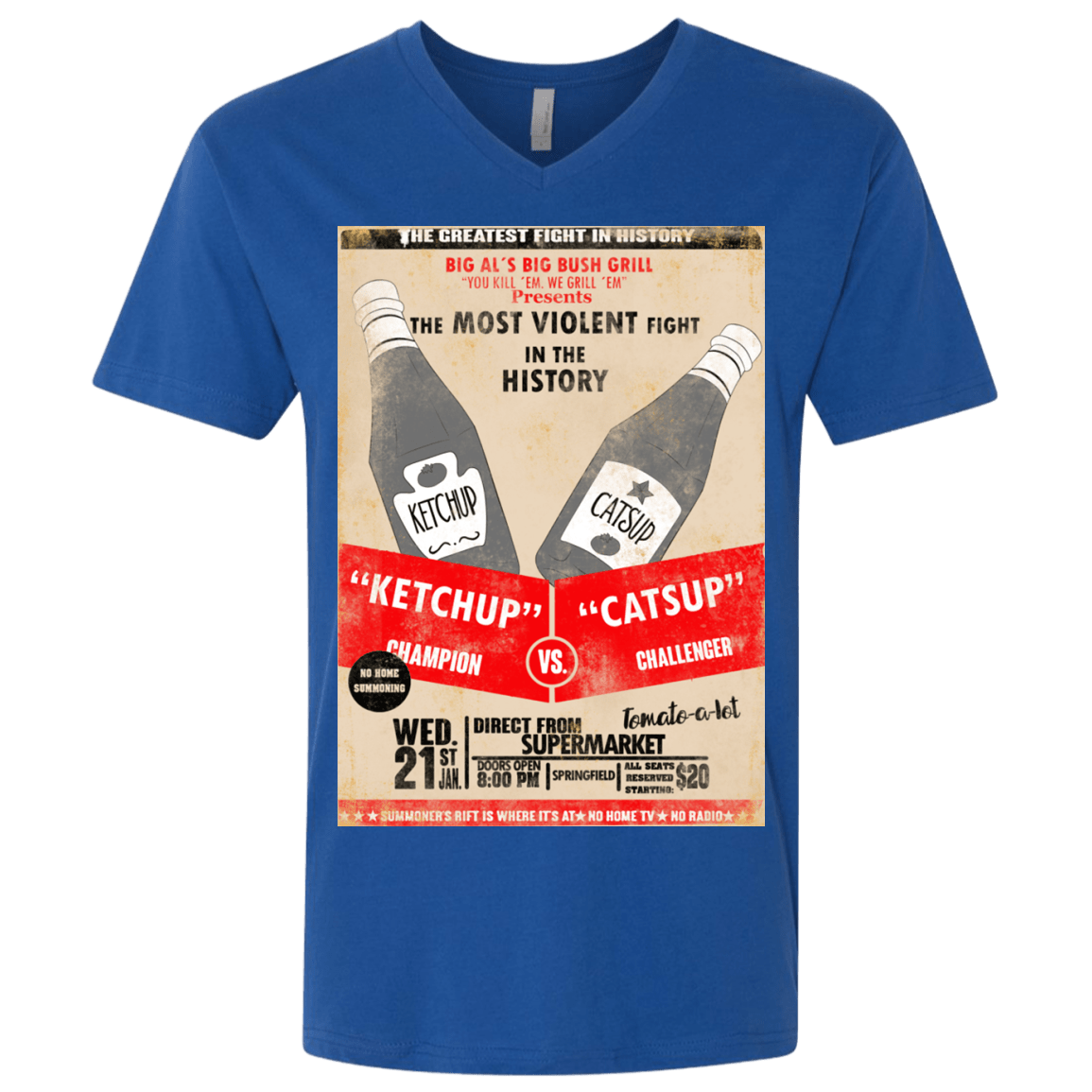 T-Shirts Royal / X-Small Ketchup vs Catsup Men's Premium V-Neck