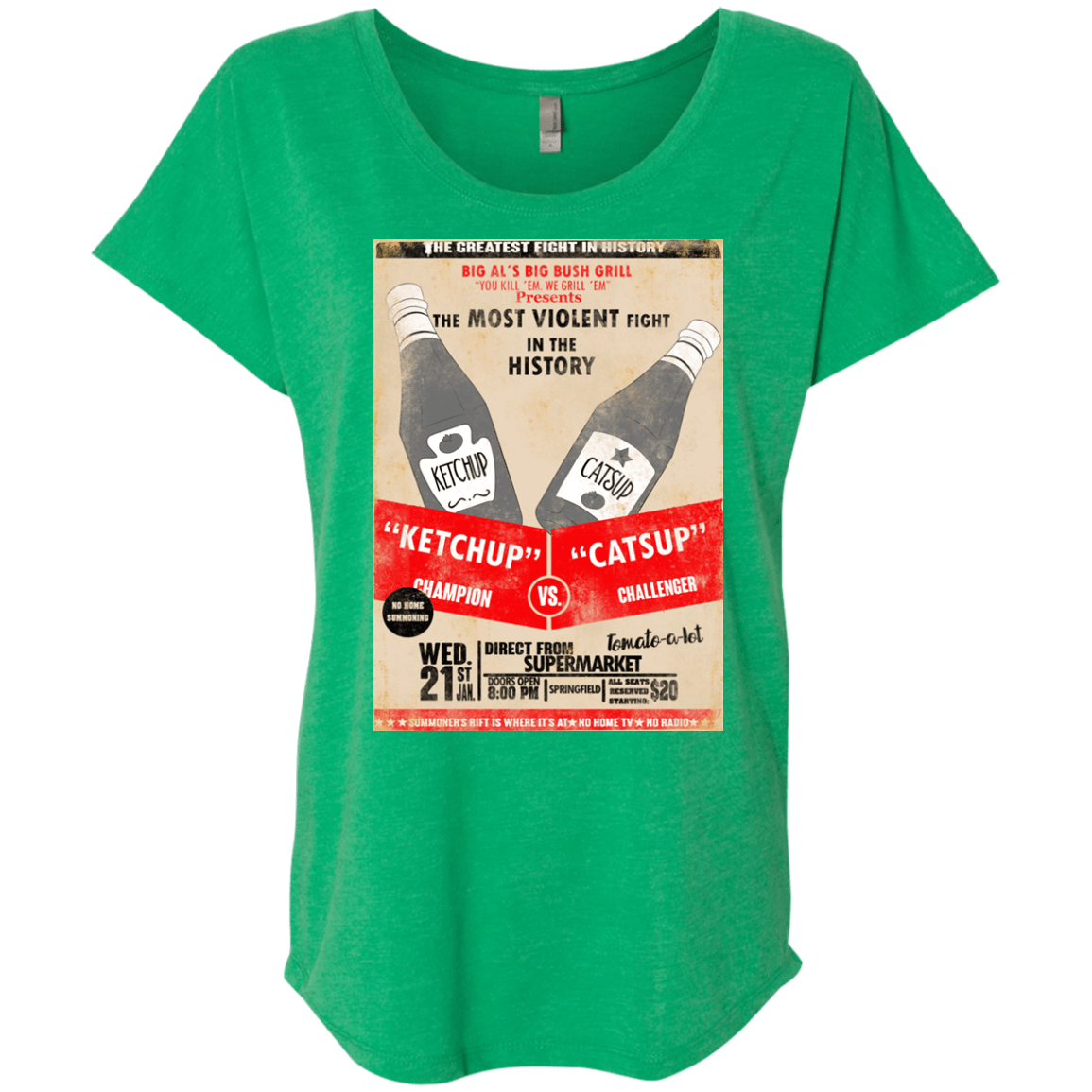 T-Shirts Envy / X-Small Ketchup vs Catsup Triblend Dolman Sleeve