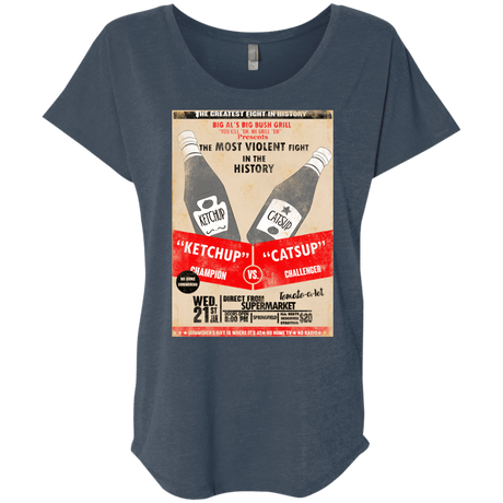 T-Shirts Indigo / X-Small Ketchup vs Catsup Triblend Dolman Sleeve