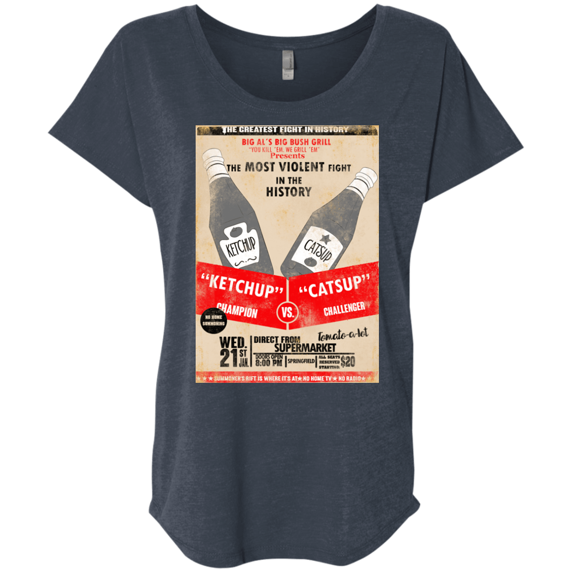 T-Shirts Vintage Navy / X-Small Ketchup vs Catsup Triblend Dolman Sleeve