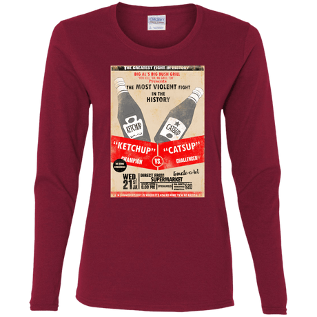 T-Shirts Cardinal / S Ketchup vs Catsup Women's Long Sleeve T-Shirt