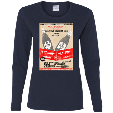 T-Shirts Navy / S Ketchup vs Catsup Women's Long Sleeve T-Shirt