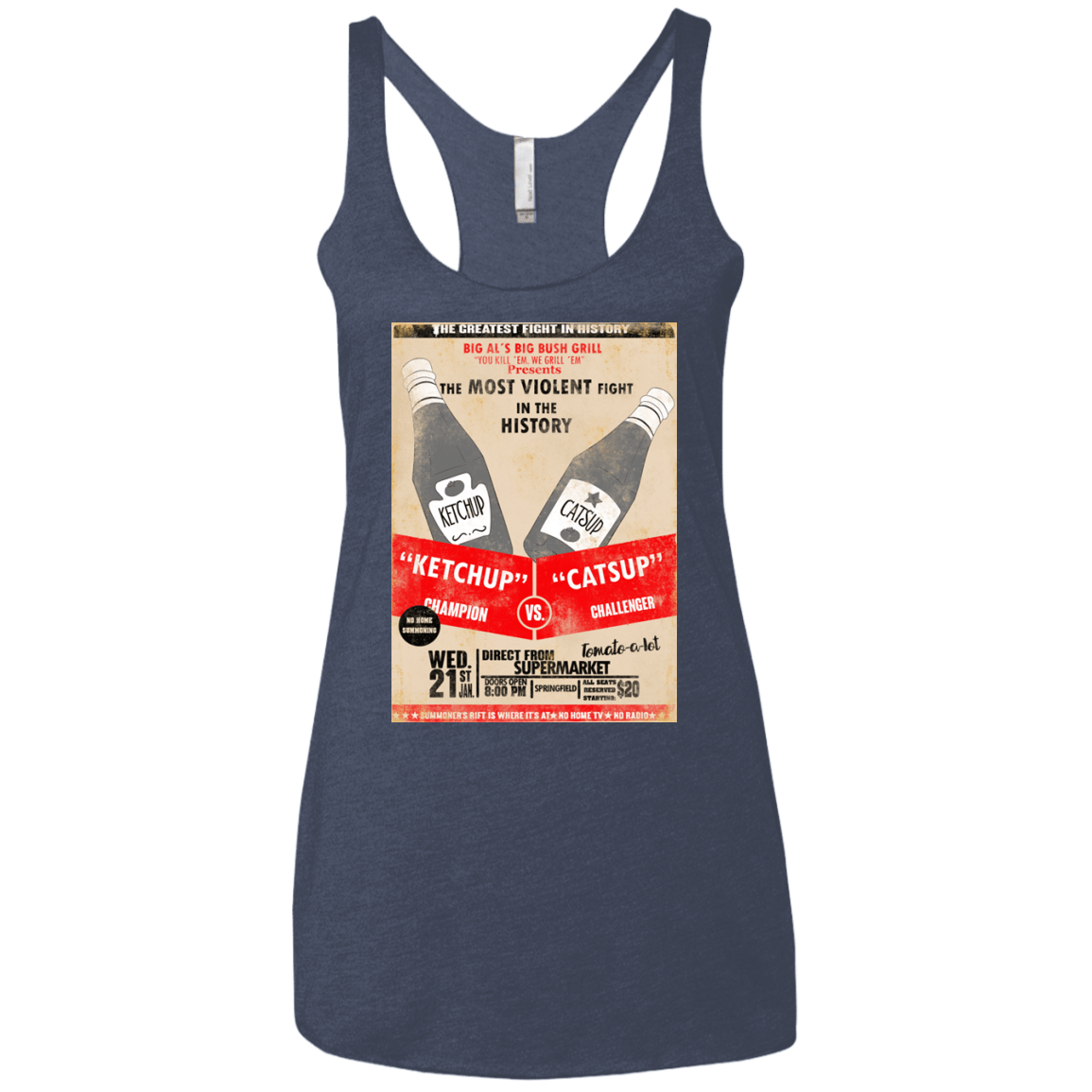 T-Shirts Vintage Navy / X-Small Ketchup vs Catsup Women's Triblend Racerback Tank