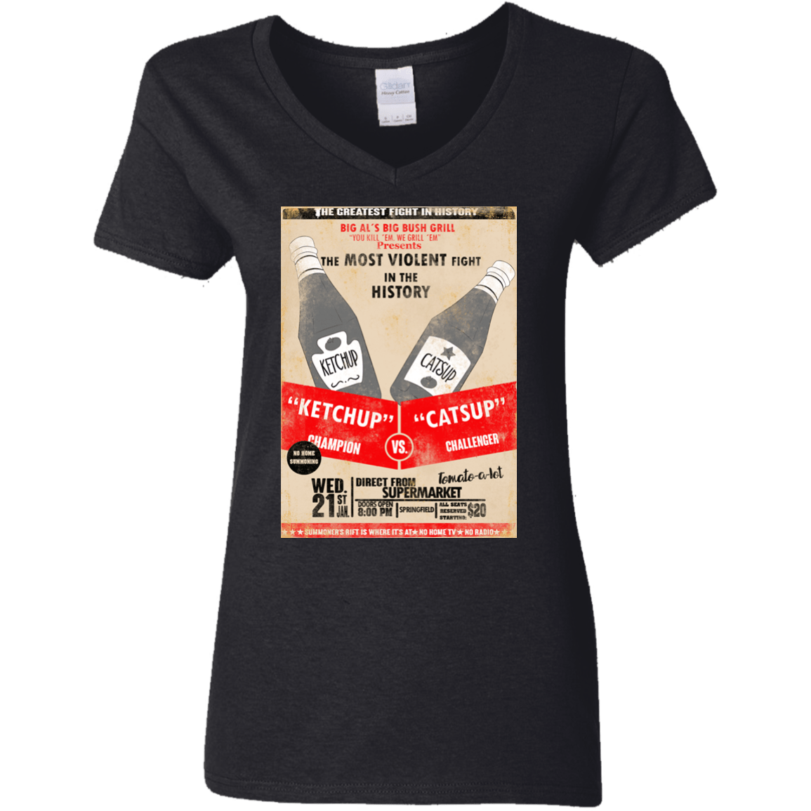 T-Shirts Black / S Ketchup vs Catsup Women's V-Neck T-Shirt