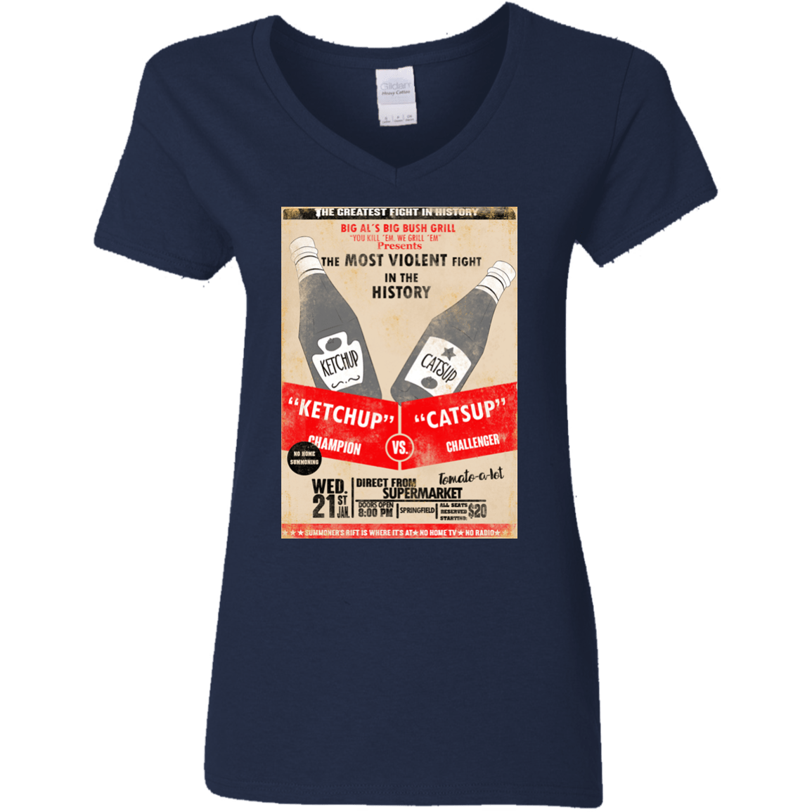 T-Shirts Navy / S Ketchup vs Catsup Women's V-Neck T-Shirt