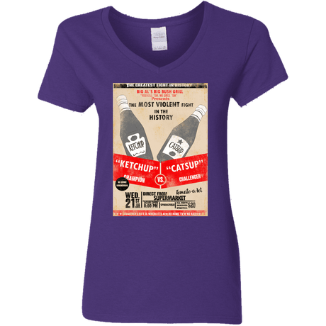 T-Shirts Purple / S Ketchup vs Catsup Women's V-Neck T-Shirt