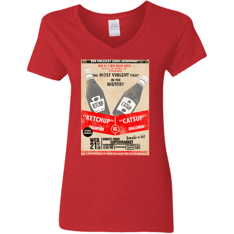 T-Shirts Red / S Ketchup vs Catsup Women's V-Neck T-Shirt