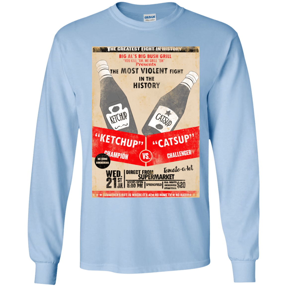 T-Shirts Light Blue / YS Ketchup vs Catsup Youth Long Sleeve T-Shirt