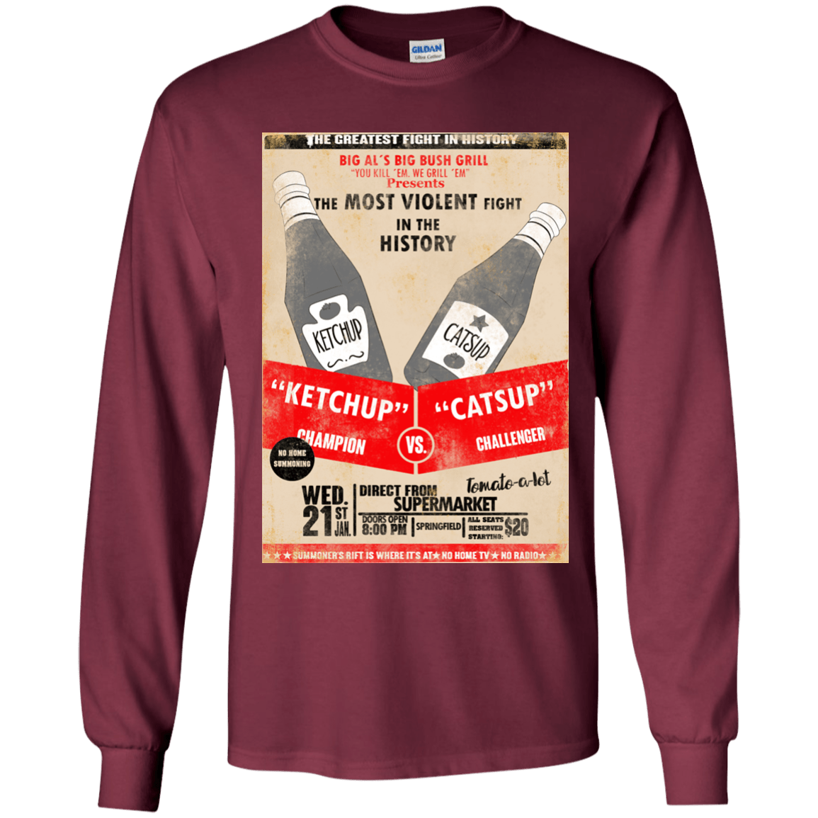T-Shirts Maroon / YS Ketchup vs Catsup Youth Long Sleeve T-Shirt