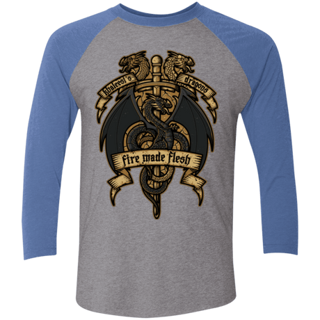 T-Shirts Premium Heather/ Vintage Royal / X-Small KHALEESIS DRAGONS Men's Triblend 3/4 Sleeve