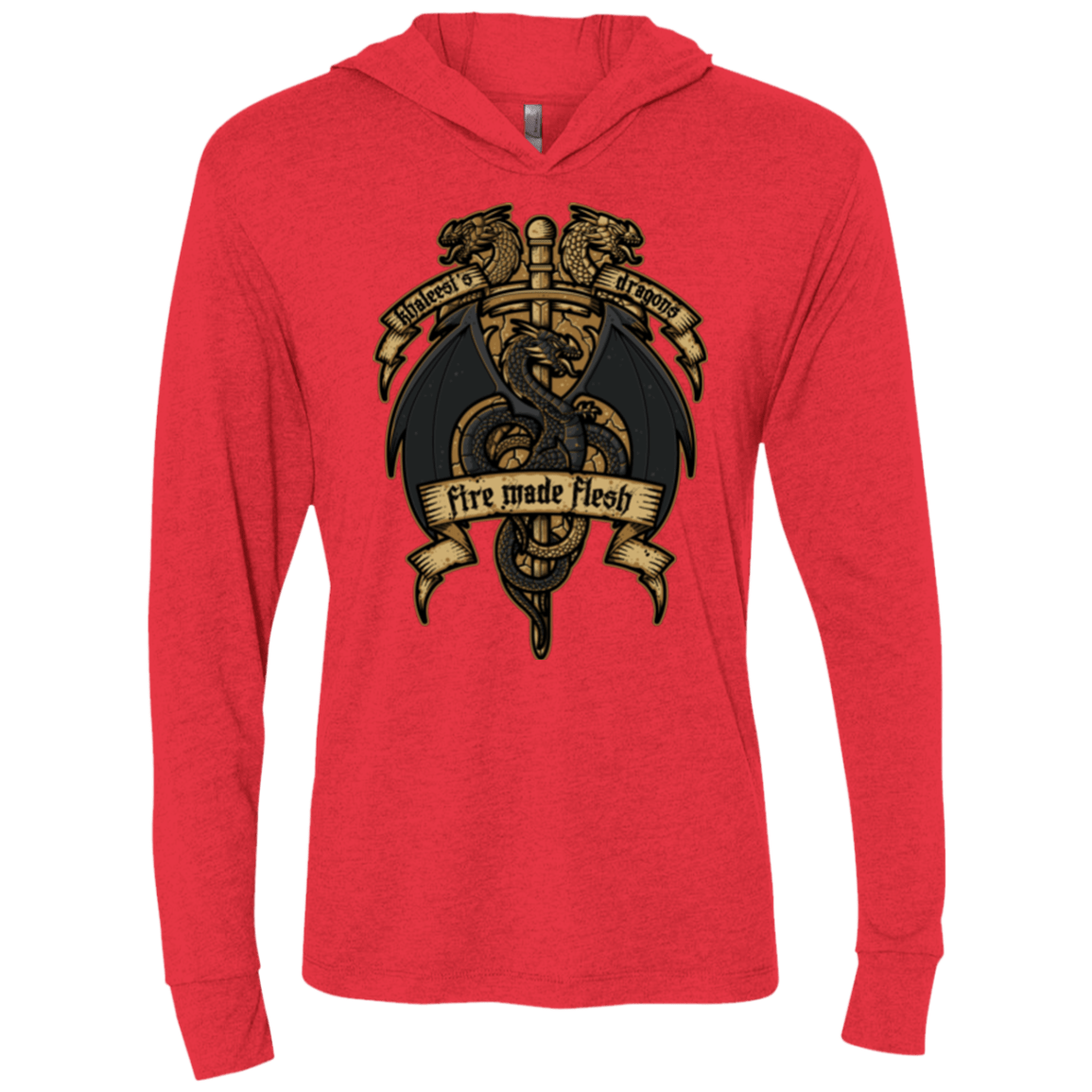 T-Shirts Vintage Red / X-Small KHALEESIS DRAGONS Triblend Long Sleeve Hoodie Tee