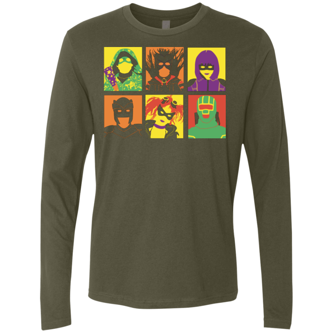 T-Shirts Military Green / Small Kick Ass pop Men's Premium Long Sleeve