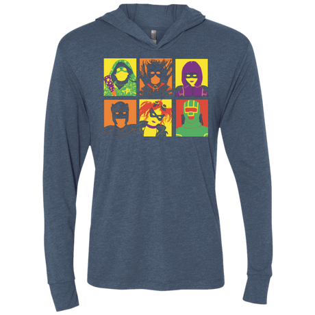 T-Shirts Indigo / X-Small Kick Ass pop Triblend Long Sleeve Hoodie Tee