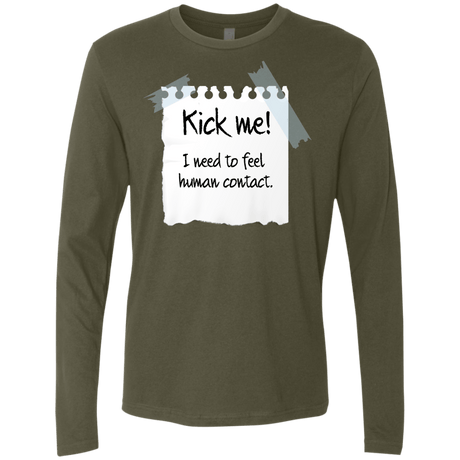 T-Shirts Military Green / Small Kick Me Men's Premium Long Sleeve