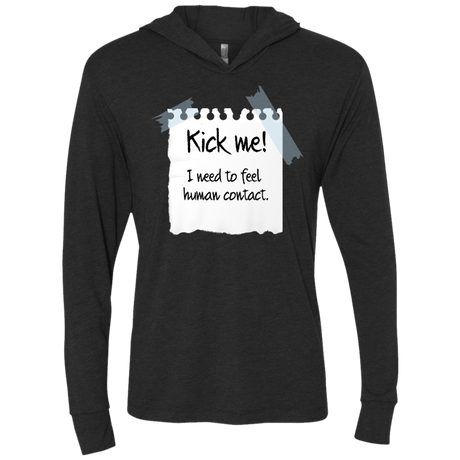 T-Shirts Vintage Black / X-Small Kick Me Triblend Long Sleeve Hoodie Tee